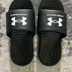 Under Armour Black and White Slide Sandals